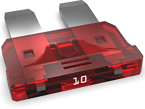 AUPROTEC Standard ATO Flachstecksicherung, 10A Ampere rot, 50 Stück | Einzelverbraucher-Absicherung, 32V/DC-Fahrzeug-Elektrik, ISO 8820-3