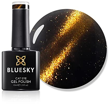 BLUESKY Gel Nail Polish, Cat Eye Coat, Golden, KA546, 10ml Gel Polish (Requires curing under UV/LED Lamp and a dark Base to obtain effect pictured)
