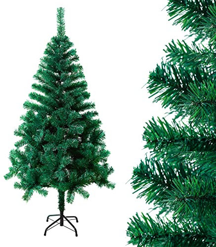 LARS360 150cm Künstlicher Weihnachtsbaum, Christbaum Tannenbaum mit Metallständer, Christbaum PVC Weihnachtsbaum für Zuhause, Büro, Geschäfte und Hotels Weihnachten-Dekoration (Grün PVC, 150cm)
