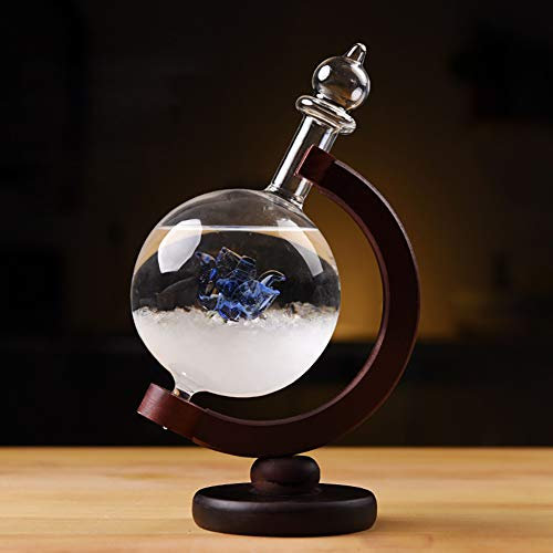 DELIBEST Sturmglas-Wettervorhersage, kreative stilvolle Wetterstation Forecaster Sturmglasflaschen-Barometer, Tischdekoration Handwerk (Blaue Rosenkugel)