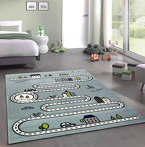 CARPETIA Teppich Kinderzimmer Kinderteppich Straßenteppich blau Größe 160x230 cm