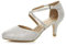 AJVANI mid high heel strappy crossover wedding sandals shoes size 4 37