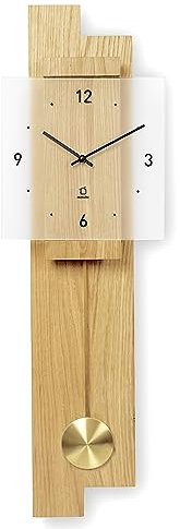 Natuhr Pendeluhr Holz Eichwald geräuscharm Massivholz Eiche Mineralglas U.T.S. Uhrwerk Höhe 28 cm (Pendeluhr Eiche geölt, Quarzuhrwerk)