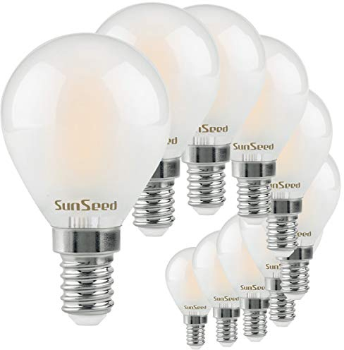 SunSeed 10x Glühfaden LED Mattiert Golfball-Lampe E14 4W ersetzt 40W Neutralweiß 4000K