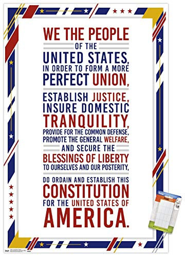 Trends International Poster Mount United States of America Consttion Preamble, 56,9 x 86,4 cm, Premium Poster & Passepartout Bundle