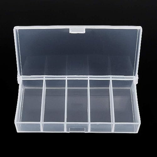 OriGlam 9.5cm / 3.74inch 5 Grids Clear Plastic , Fishing Tackle Storage Jewelry Box, Plastic Bead Storage Container Organizer Box
