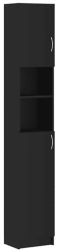 vidaXL Badezimmerschrank Waschküche Regal Badezimmer Schrank Badschrank Badmöbel Hochschrank Schwarz 32×25,5×190 cm