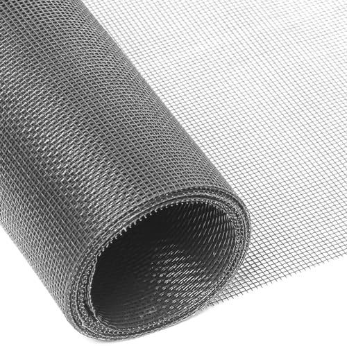 INTIRILIFE Rete antimosche Fibra di Vetro Grigio venduta al Metro, Larghezza 100 cm, Dimensione Maglia 1,2 mm - Zanzariera Resistente ai Raggi UV, zanzariera Porta Finestra in Rete
