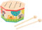 Pssopp Tambor de Juguete Musical de Madera de Mano Mini Instrumento de percusión Tambor Montessori Instrumento de percusión con 2 mazos para bebé Regalo para niños