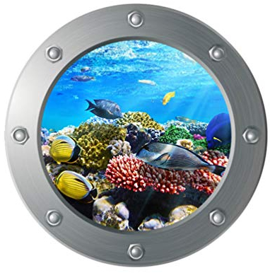 VICASKY Submarine Window Wandtattoo Selbstklebende Meerestiere Aufkleber Für Kinderzimmer Und Badezimmer Dekorative Wandsticker Für Kreative Raumgestaltung