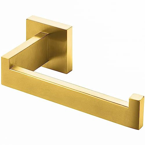 HITSLAM Gold Toilettenpapierhalter Messing Gebürstet mit Bohren Edelstahl 304 Klopapierhalte für Küche und Badzimmer Toilette Toilettenpapier Quadrat WC Papier Halterung Rostfrei Klopapierhalter