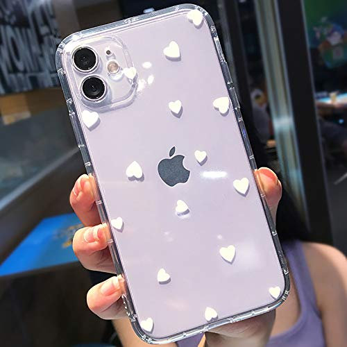 Tybiky Custodia per iPhone 12 Mini, motivo amore creativo, cuscino d'aria, ultra sottile, in silicone, cover bumper chic, antigraffio, per Apple iPhone 12 Mini, colore: bianco