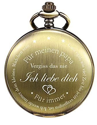 TREEWETO Herren Taschenuhr mit Gravur für den Vater, Vintage, Steampunk-Taschenuhren mit Kette für Herren, Vatertagsgeschenk, schönes Geschenk für Ihren Vater