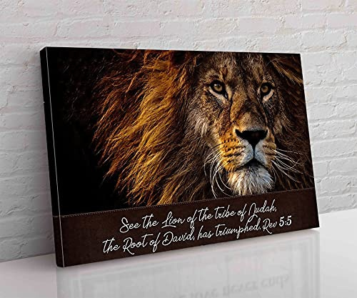 KEJPU Leinwanddruck, Motiv: See The Lion Of The Tribe Of Judah, Leinwand, Poster, Kunstwerk, Gemälde für modernes Wohnzimmer, Büro, gerahmt, fertig zum Aufhängen, 20,3 x 30,5 cm