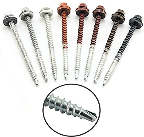 200 Stück Trapezblech Schrauben Bohrschrauben Selbstbohrend 4,8x80 / RAL 9002 RAL 9002 Dach verzinkt