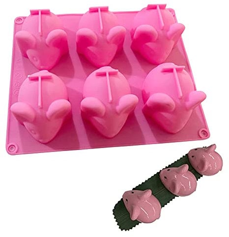 WonDerfulC Variety of Animal 6-Hole Mouse Silicone Soap Mold Flexible Silicone Soap Candle Moulds Polymer Clay Tool DIY Cake Chocolate Candy Cookie Baking Mould