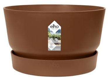 elho Greenville Schale 33 - Blumentopf für Außen - 100% recyceltem Plastik - Ø 32.5 x H 19.4 cm - Braun/Ingwer Braun