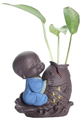 Onsinic Keramik Lachende Buddha-Statue Mini Maitreya Mönch Figur Niedliche Cartoon Home Decor Arts and Crafts Zubehör