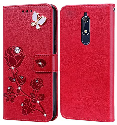 Phone Case for Nokia 5.1,Flip Wallet Kickstand Premium PU Leather Protective Mobile Phone Cover for Nokia 5.1 Holster With Card Holder