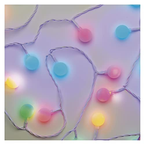EMOS LED-Lichterkette Cherry bunt für Innen und Außen, 4m lange Weihnachtslichterkette mit 40 LEDs in Kugelform 2,5cm, 6h Timer, Netzteil und Transformator, für Partys, Weihnachten, Deko