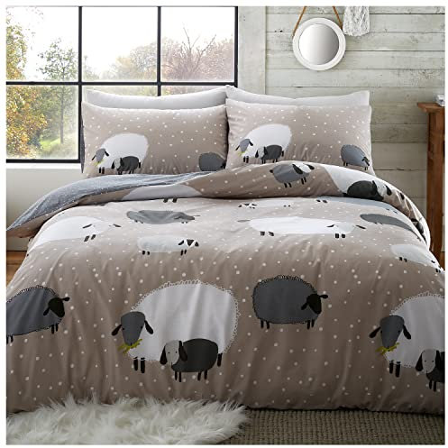 GC GAVENO CAVAILIA Tier-Bettbezug für King-Size-Betten, atmungsaktiv, Bedruckt, natürlich, pflegeleicht, waschbar, Schaf-Bettwäsche-Set (230 x 220cm)