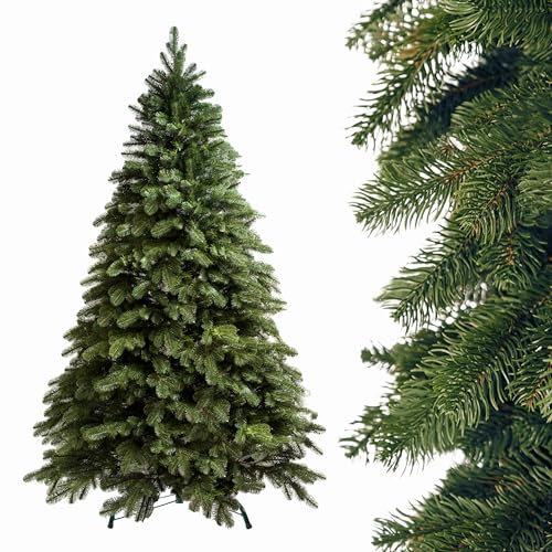 SMEREKA® Künstlicher Weihnachtsbaum 210 cm [Spritzguss 100% Naturgetreue, Made in EU] - Nordmanntanne Tannenbaum Künstlich mit Metallständer - Christbaum Christmas Tree