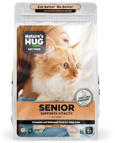 Nature's HUG Hypoallergenic Dry Cat Food for Senior Support Vitality – Complete & Balanced Nutrition, Sensitive Stomach Support, High-Protein, Grain Free – 4lb