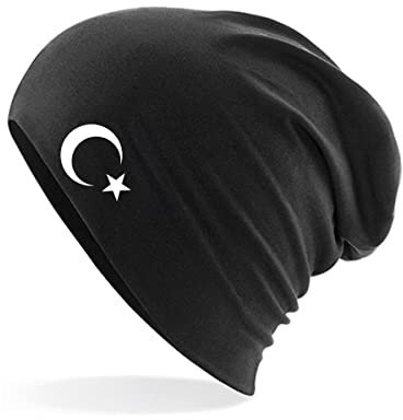 Huuraa Beanie Türkei Halbmond und Stern Geschenk Black Türkei Präsent