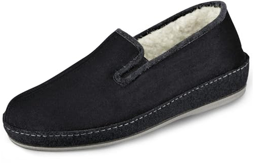 SCHAWOS Herren Filz Hausschuh 6070 warm gefüttert Schurwolle (Schwarz, eu_Footwear_Size_System, Adult, Men, Numeric, medium, Numeric_43)