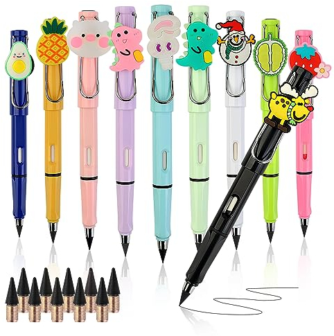 CXRYLZ-FUR 10pcs Ewiger Bleistift, Kawaii Tintenlose Bleistift mit 10pcs Ersatz Stift-Mine, Dauerbleistift Everlasting Ohne Anspitzen Eternal Schreibstift für Kinder Schule Schreiben Skizze Zeichnung