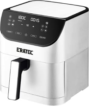 ERATEC AF-66 Heißluftfritteuse XXL 5,5L 1500W Air Fryer ohne Öl Heisluftfritöse mit LED Touchscreen Display und 10 voreingestellten Programmen sowie Timer Funktion für Ihre Lieblingsgerichte Weiß