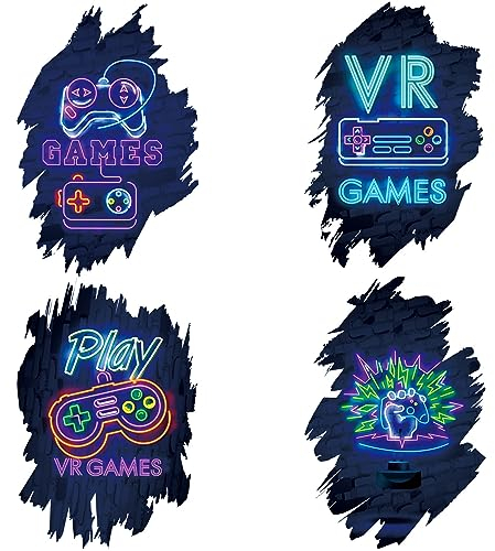 AINIUNIU 4 Stück 3D Gamer Wandaufkleber, Videospiel Wandtattoo Gamer, Gaming Wandtattoo Kinderzimmer Jungen, Wandtattoo Teenager, Videospiel Wandstikcer für Schlafzimmer Deko
