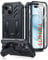 FNTCASE for iPhone 15/14/13 Case: Shockproof Military Grade Protective Cover with Kickstand - Dual Layer Matte Dropproof 6.1 Inch - Black