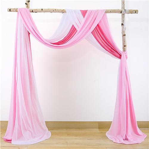 Lukery Hochzeit Vorhang Hochzeitsbogen, Querbehang Gardine Freihanddeko Himmelbett Vorhänge Stoff Tüll Transparent Voile Dekoration für Hochzeit, Torbogen, Zeremonie,Dekoration (70 * 550cm,Rosa)