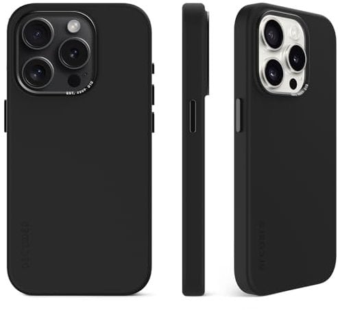 DECODED Silicone Case for Apple iPhone 15 Pro Max (6.7 inch) - Premium Soft Touch Coating - Protective and Shockproof Phone Case - MagSafe Compatible - Microfiber Lining - Graphine Black
