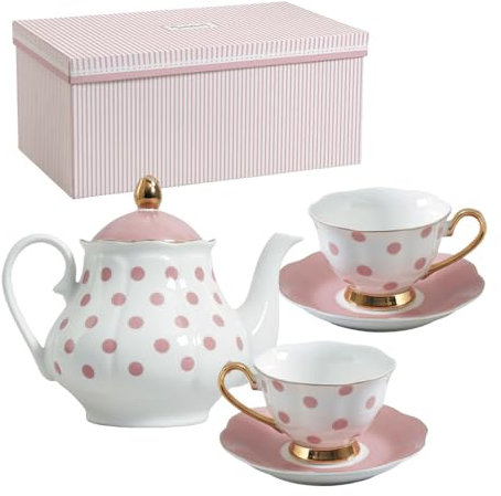 Mathilde M. Cofanetto teiera e 2 tazze da tè Madame de Recamier, colore: Rosa