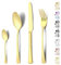Funnydin 24 Stück Besteck Set 6 Personen, Premium-Edelstahl Besteck Set mit Gabel, Messer, Löffel, Spülmaschinenfest, Einzigartig und Elegant in Champagner-Look