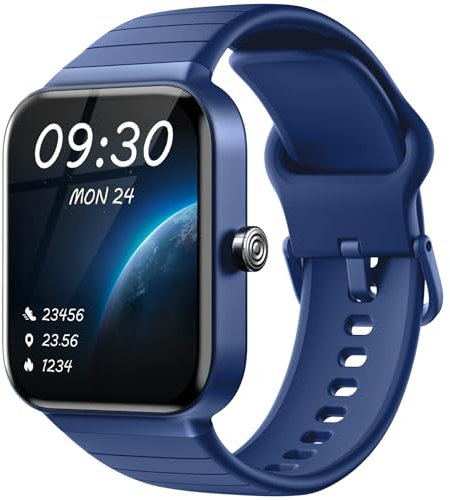 Smartwatch Herren Damen mit Telefonfunktion Alexa Integriert - Fitnessuhr 100+ Sportmodi - Armbanduhr 1,8 Zoll & IP68, Schrittzähler Uhr für Android iOS mit Pulsmesser SpO2 Stress Schlafmonitor - blau