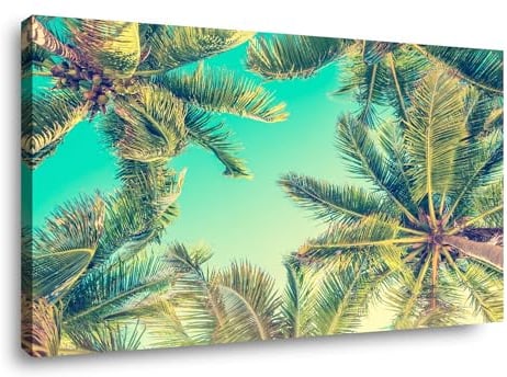 Visario Bild 120 x 80 cm auf Leinwand Palmen Blick grün 5028-SCT deutsche Marke und Lager. Das Bild ist aufhängfertig.