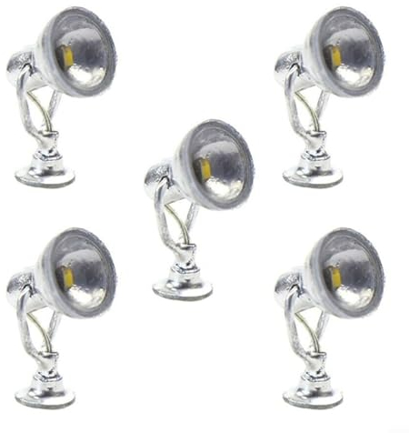 LYM20 5 Stück Modelleisenbahn 187 Lampe Strahler Flutlicht HO Maßstab warmweiße LEDs geeignet für OO Maßstab perfekt für Gebäude-Layout (warmweiß)