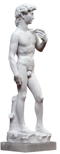 CBAM David di Michelangelo Marmorskulptur mit Sockel aus Alabaster, verschiedene Größen, 60 cm, Weiß