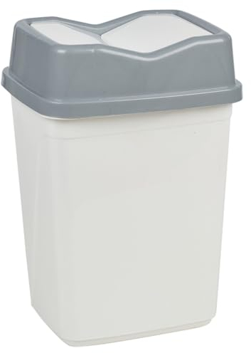 URBNLIVING 10L/20L/30L/50L Plastic Waste Management Recycling Bin Trash Can Dustbin with Butterfly Lid for Office, Kitchen and Bathroom (5L Grey/White)