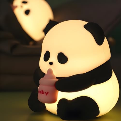 Panda Nachtlicht Kinder, Silikon Led Nachtlicht Baby Stilllicht Dimmbar mit Timer, Aufladbar Nachtlampe Touch Kinder, Kawaii Deko Baby nachtlicht Kinderzimmer, Panda Geschenk für Mädchen Jungen