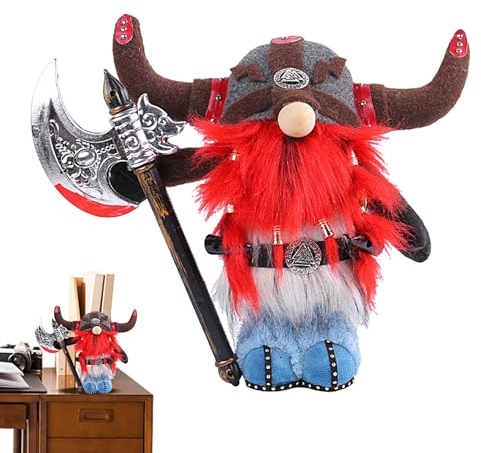 Generisch Wikingerpuppe, nordischer Zwerg Wikinger - Wikingerfigur Wikingerskulptur Wichtel Krieger Skulptur Mittelalter Wächter Garten Elfe Statue Garten, VT1QT7T5CX5SKEUT