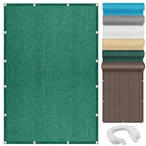 Tenda a Vela Ombreggiante Traspirante 5 x 9 m, Antivento/98% Protezione Uv, Sabbia, Rettangolare Tenda a Vela Parasole, Vela Parasole Pergola, per Giardino, Pergola, Verde Scuro