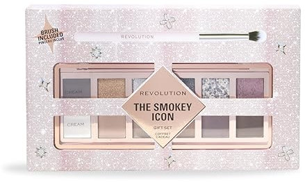 Revolution Beauty The Rebel Icon Palette Cadeau, Coffret Palette Smokey Icon & Pinceau Mélangeur, Végan & Sans Cruauté