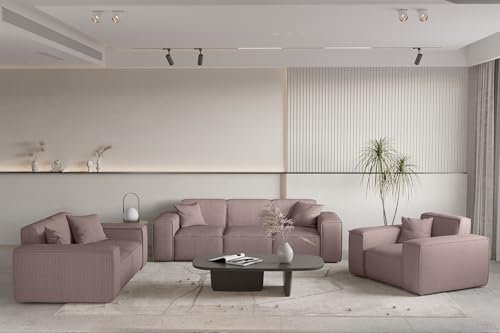 Fun Möbel Sofaset Designersofa CELES Premium 3-2-1 in Stoff Scala (Lavendel)