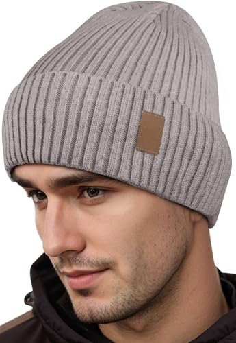 FLEERNIO Khaki Wintermütze Herren Damen, Warme Mütze Herren Winter Strickmützen für Herren, Haube Herren Winter Mützen Männer, Outdoormütze Radmütze Skimütze Herren Geschenke für Männer Weihnachten