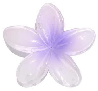 Blumen Haarspangen, Hawaii Flower Hair Claw Clips, Große Blumenförmige Krallenklammern, Rutschfeste Blumen Haarklammer, Große Klauen Haarspangen für dickes/dünnes Haar (Weiß-Lila)