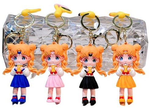 Xingbiyou Lot de 4 porte-clés Anime JK Sailor Moon - Porte-clés de voiture - Pendentif de sac, Non défini, undefinded